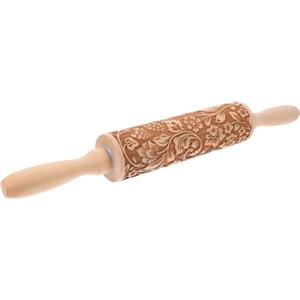 BESPORTBLE Mattarello in Legno con Motivo Natalizio Inciso Embossing per Pasta e Dolci Strumento Decorativo per Fondant Biscotti e Dolci Stesura per Cucina Natale