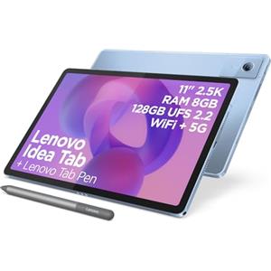 Lenovo Idea Tab Tablet 11" 2.5K (2560x1600) 90Hz IPS, 8GB RAM, 128GB, WiFi + SIM 5G, Lenovo Tab Pen Inclusa, MediaTek Dimensity 6300, Android 15, Ideale per Studio, Appunti e Intrattenimento