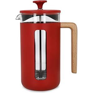 La Cafetière Pisa Caffettiera in acciaio inox, otto tazze, rossa, in confezione regalo