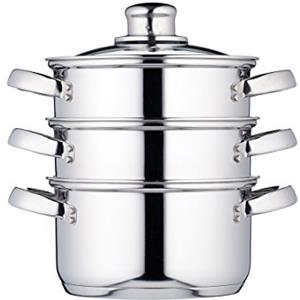 KitchenCraft - Piroscafo a vapore in acciaio inossidabile con 3 livelli, 16 cm