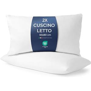 Caleffi Cuscini Letto Coppia, 2 Guanciali Microfibra 50x80 cm