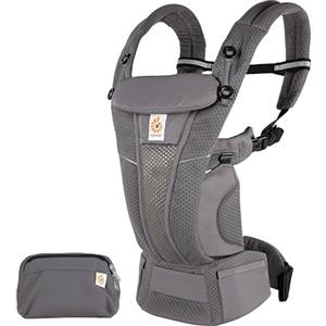 Ergobaby, marsupio anteriore e posteriore Omni Breeze per neonati, 4 posizioni SoftFlex Mesh ergonomico Graphite Grey