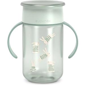Suavinex, Bicchiere evolutivo per bambini+12 mesi, Tazza evolutiva 360 con sistema anti-goccia, Magic Cup con manici e coperchio, lavabile in lavastoviglie, adatta al microonde, Tazza 340 ml, Verde