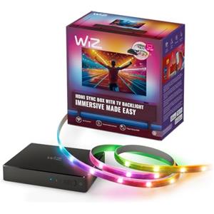 WiZ HDMI Sync Box con Striscia LED RGBIC per TV da 75"-85" | Retroilluminazione TV, Sincronizza luce con film e giochi, HDMI 2.0, Smart Home, Controllo con app, Compatibile con Alexa