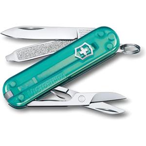 Victorinox, Classic SD, Coltellino Svizzero, Originale, Multiuso, Campeggio, 7 Funzioni, Lama, piccola, Lima per unghie, Mint Trasparente