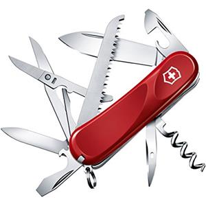 Victorinox, coltellino svizzero Evolution 17 (15 funzioni, presa ergonomica, lama, seghetto per legno), rosso