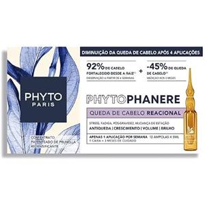 Phyto Paris Phytophanère - Trattamento anticaduta reattivo, 12 fiale da 5 ml, biotina, zinco, acido folico, frena la caduta da stress e post-parto