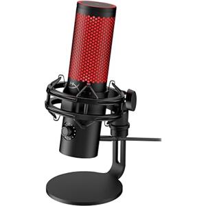 HyperX QuadCast 2, Microfono da Gaming, USB a condensatore, Antivibrazione e Antiurto, Indicatore LED, Software HyperX NGENUITY, Compatibile con PC, PS5, PS4, Mac, Switch, Nero/Rosso