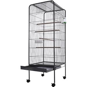 BAKAJI Voliera XXL per Uccelli Pappagalli Canarini Parrocchetti Altezza 150 cm Gabbia Grande in Metallo Bird House Cassetto Estraibile per la Sabbia, Adatta per Interno ed Esterno