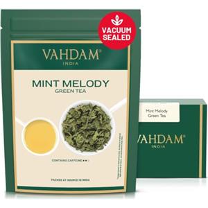 VAHDAM Te Verde Alla Menta Sfuso | 100 g di The Verde in Foglie | The alla menta | Rinfrescante | Non miscelato, poca caffeina | Sottovuoto