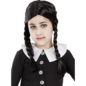 Funidelia | Parrucca da Mercoledì Addams - La Famiglia Addams per bambina Film di paura, Horror - Accessori per bambini, accessorio per costume - Nero
