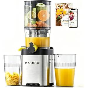AMZCHEF Estrattore di Succo a Freddo, 130 mm Bocca Larga per Frutta Intera