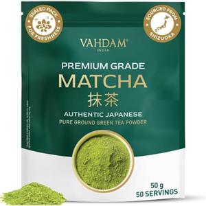 VAHDAM Matcha Polvere 50 g | Te Matcha di Uji | Fino a 50 tazze | Ideale da bere come tè, latte, frullati e bevande
