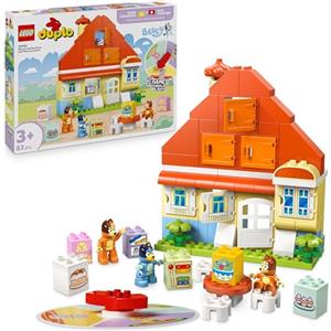 LEGO DUPLO Bluey: Casa della Famiglia Bluey con Gioco di Memoria - Giochi Educativi con 3 Personaggi, Casetta con Finestre Apribili e Gioco da Tavolo - Regalo per Bambine e Bambini 3+ Anni - 10459