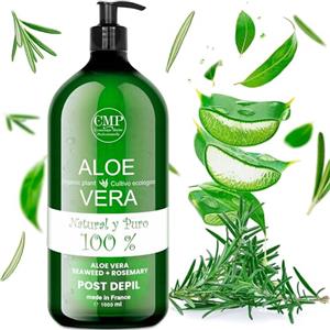 bleu & marine Bretania CMP Aloe Vera + Rosmarino Depilazione Gel (laser, cera, crema, depilatore...) e Rasatura (Viso e Corpo) 6x + RILASSANTE | 48h IDRATANTE | 3x + LENITIVO - Formula Professionale (1000 ml)