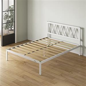 Novilla Rete Letto Una Piazza e Mezza 120x190 con Testiera e Pediera, Struttura Letto a Doghe in Legno, Spazio di Archiviazione Sotto al Letto, Perfetto per Tutti Tipi di Letti e Materassi, Bianco