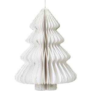 Decoris DECORAZIONE ALBERO DI NATALE DI CARTA, Ø48 H40 Cm, BIANCO CON GLITTER, NATALE, DECORAZIONI NATALIZIE