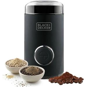 BLACK+DECKER BXCG150E - Macinacaffè Elettrico 150W | Serbatoio 50g | Lame e Contenitore in Acciaio Inox | Macinatura Fine | Avvolgicavo Integrato | Nero