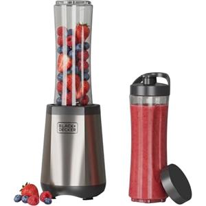 Black+Decker - frullatore personale + 500W | 600 ml | 2 bicchieri portatili | 4 lame inox 304 | trita ghiaccio | lavabile in lavastoviglie | base antiscivolo | finitura anti-impronte