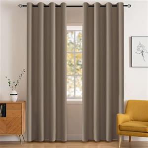 YSTELLAA Tende Oscuranti Per Interni 2 Pezzi, 117×137CM, Caffè Chiaro | Tende Termiche Isolanti Con Anelli, Moderne, Fonoassorbenti, Per Soggiorno, Camera Da Letto