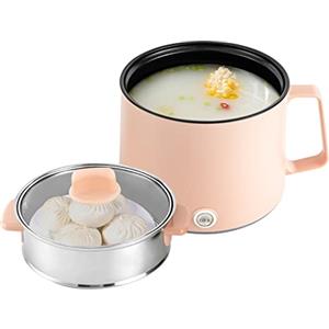 QUIOTUIR 1.7 L Vapori Elettrici Pentola Portatile Antiaderente Fornello Vapore Elettrico Fornello A Vapore Multicooker Elettrico Con Doppio Controllo Di Potenza Con Cestino Vapore (Colore rosa)