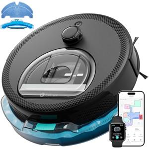 Lefant M330Pro Robot Aspirapolvere Lavapavimenti con Mappatura, Laser dToF, 5000Pa, Rilevamento Tappeti, Evitamento Ostacoli PSD, Zone Vietate, WiFi Alexa App, Ideale per Peli Animali e Tappeti, Nero