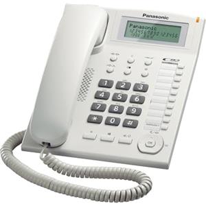 Panasonic KX-TS880EXW Telefono Fisso a Filo con Vivavoce e Identificativo del Chiamante, Sistema Telefonico Integrato, Rubrica, Richiamata a Tocco Singolo, Blocco della Selezione, Porta Dati, Bianco