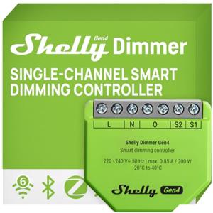 Shelly Dimmer Gen4 - Dimmer Smart WiFi, Certificato Matter, Per Luci Dimmerabili, Interruttore Zigbee, LED Strip, Timer, Senza Neutro, Nessun Hub Richiesto, Alexa, Google Home e Apple HomeKit