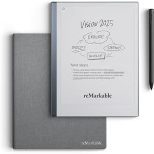 reMarkable Pacchetto Avanzato 2 | Tablet a Inchiostro Elettronico - Display 10,3" Bianco e Nero + Pennino Marker Plus con Gomma Integrata + Custodia Book Folio Polimero Basalto