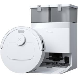 ECOVACS DEEBOT T30e OMNI Robot aspirapolvere lavapavimenti, 25.000 Pa, ZeroTangle 3.0, spazzola later. ARClean, spazzola princip. tripla V, stazione OMNI svuot. automatico, asciugatura a 45 °C, bianco