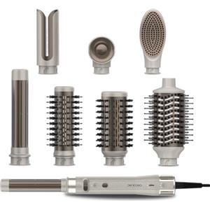 Cecotec Modella Capelli 8 Teste CeramicCare 8in1 AirGlisse Gyro Champagne.1500W, 110000RPM, Liscia, Modella e Arriccia i Capelli, Motore Brushless, Funzione Rotativa, Rivestimento Ceramico e Cheratina