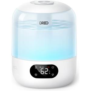 DREO 3L Umidificatore Ambiente Bambini Silenzioso 26dB, Ultrasuoni Nebbia Fresca, Ugello 360°, 30h Autonomia, Diffusore Oli Essenziali, Luce Ambientale, per Casa e Piante, Bianco