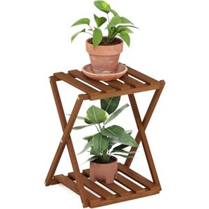 Furinno TIOMAN Tavolo Da Patio, Tavolino Da Esterno A 2 Ripiani, Scaffale Espositivo Pieghevole Multifunzione Senza Attrezzi, Portapiante, Per Patio, Giardino, Veranda, Naturale