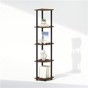 Furinno TURN-N-TUBE Mensola d'angolo, Mensola espositiva a 5 livelli, Unità di scaffali, per Organizzazione e Stoccaggio, Soggiorno, Ufficio, Garage, Camera da letto, Quercia Ambra