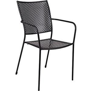 Dmora Sedia impilabile in Ferro con braccioli, Colore Nero, cm 57 x 47 x h89