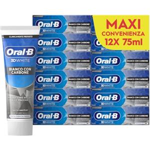 Oral-B Dentifricio Sbiancante 3D White con Carbone Denti Bianchi, 12x75