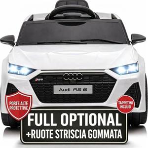 TOYSCAR Macchina Elettrica per Bambini Audi RS6 Full Optional Auto Elettrica per Bambini Telecomandata Sedile in Pelle Porte Apribili Doppio Motore Elettrico 12V Carico 25 kg
