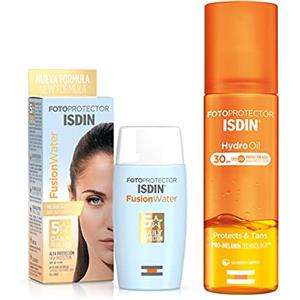 ISDIN Fotoprotector ISDIN Hydro Oil SPF 30 200 ml | Fotoprotettore Corpo Bifasico | Protegge e Abbronza del +43% + Fusion Water SPF 50 50ml | Fotoprotettore viso per uso quotidiano