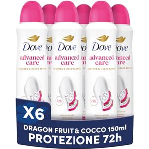 Dove Deodorante Spray Advanced Care Dragon Fruit & Coconut Cream, Deodorante Antitraspirante 72 Ore Protezione Sudore e Odori, con Formula Idratante e Delicata sulla Pelle, 6 Pezzi da 200 ml