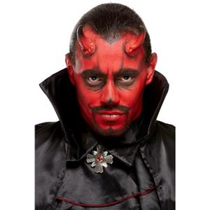 Smiffys Smiffys Make-Up FX, kit diavolo, Aqua, Rosso e nero, Trucchi viso, corna, spugna e applicatore Halloween