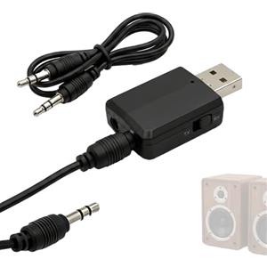 Zyrtkeriom Trasmettitore e ricevitore USB Bluetooth 3 in 1, adattatore audio wireless con porta AUX da 3,5 mm per TV, PC, cuffie, altoparlanti, auto e home stereo, alimentatore di rete USB incluso, funzionalità