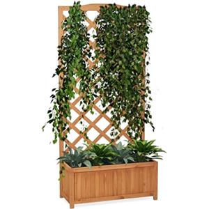 FLUR Nymphea Fioriera in Legno con Grigliato per Giardino, 100x62x23 cm | Pannello grigliato integrato, per fiori e piante ornamentali, utilizzo in ambienti esterni