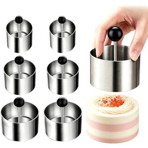 shengxinym Coppapasta Tondi Acciaio Inox,6 Pezzi Coppa Pasta di Acciaio con Coperchio a Pressione per Dessert Stampi Torte Mousse Tartellette,Facile da Pulire Resistente,Diametro 6/7/8 CM