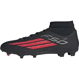 adidas Unisex - Adulto F50 League Mid Cut Firm Ground/Multi Ground Football Boots, Core Black/Lucid Red/Core Black, 42 EU