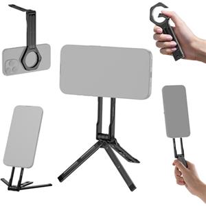 NEEWER Magnetico Supporto Treppiede Telefono, Impugnatura Selfie Stick Smartphone da Tavolo Portatile Leggero Metallico con Moschettone Sgancio Rapido, Compatibile con MagSafe iPhone per Video, DS027