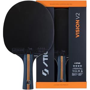 STIGA Vision V2 Racchetta da Ping Pong a 4 Stelle - Velocità e Controllo, Telaio 5 Strati, Impugnatura Concava, Crystal Tech, Gomma ITTF 2.0 mm