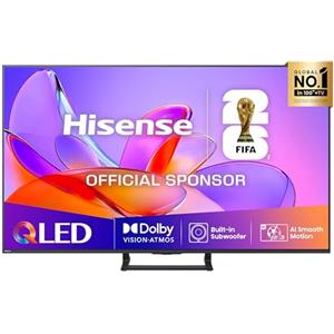 Hisense TV 65" QLED 4K 2025 65A72Q, Smart TV VIDAA U8, Dolby Vision, HDR 10+, Game Mode Plus, Dolby Atmos 2.1 con Subwoofer, Alexa Built-in, VIDAA Voice, Tuner DVB-T2/S2 HEVC 10, lativù 4K, 65''