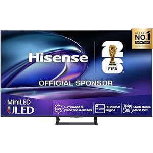 Hisense TV 65" Mini-LED 144Hz 4K 2025 65E8Q, Smart TV VIDAA U8, Dolby Vision IQ, HDR 10+ Adaptive, 144Hz Game Mode PRO, Dolby Atmos 2.1 con Subwoofer, Alexa Built-in, VIDAA Voice, lativù 4K, 65''