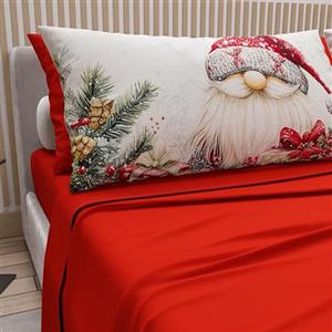 PETTI Artigiani Italiani - Lenzuola in Cotone con Federe in Stampa Digitale di Natale, Lenzuola Natalizie 2 Piazze, Completo Letto Matrimoniale Maxi, Xmas 13 Rosso, 100% Made in Italy