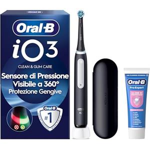 Oral-B iO 3 Spazzolino Elettrico, 1 Testina, Custodia, Dentifricio, Nero